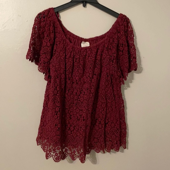 Knox rose red lace blouse size XL - Picture 1 of 2